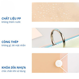 Bìa Sổ Còng Đựng Tài Liệu A4 A5 A6 Kèm Túi Zip Chống Nước Giúp Lưu Trữ Hồ Sơ Giấy Tờ Quan Trọng