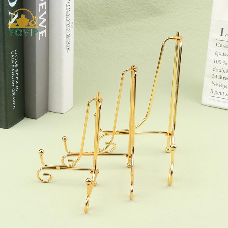 YOVIP Vàng Sắt Trưng Bày Đứng Thủ Công Giá Đỡ Sách Ảnh Bệ Bát Đĩa Khung Đĩa Hình Giá Rẻ Lưu Trữ Trang Trí VN