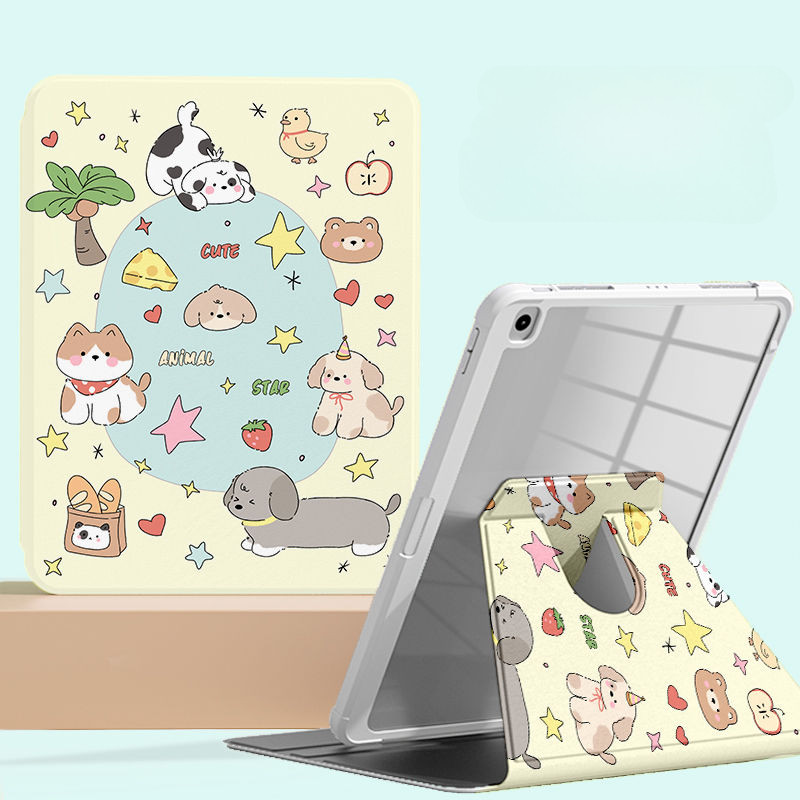 Ốp Bảo Vệ Cho Samsung Galaxy Tab A7 Lite 8.7inch S10ULTRA Tab S6 Lite 2024 S7 + / S8 + / S7FE S9 FE + S10 FE + A9 + Vỏ Máy Tính Bảng Hoạt Hình Dễ Thương Có Giá Đỡ Bút Chì