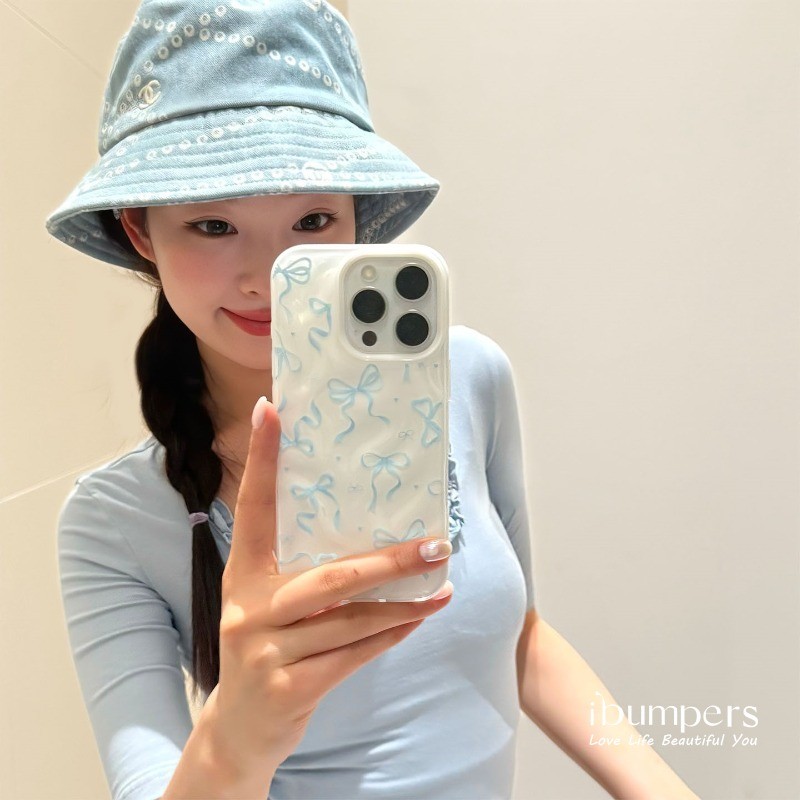 ibumpers Ốp Điện Thoại iPhone Hàn Quốc Coquette Bow Họa Tiết Cho IPhone 11 12 13 14 15 16 Pro Max Ốp Lưng Thiên Thạch Màu Kẹo Silicon Mềm Chống Sốc