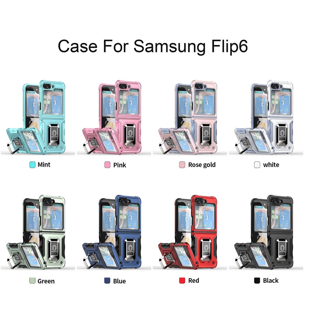 Thích hợp cho Samsung Galaxy ZFlip7 5G Mecha Giá đỡ nhẫn đeo tay Vỏ điện thoại cho Flip6 zflip5 zflip4 zflip3 Giá đỡ nhẫn Vỏ cứng Vỏ bảo vệ chống sốc