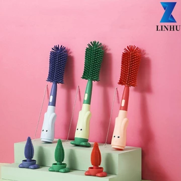 LINHU Bộ bàn chải bình sữa cho bé Bộ dụng cụ làm sạch bình sữa 3 trong 1 bàn chải bình sữa Núm vú làm sạch bình sữa cho bé Bàn chải làm sạch cốc Dụng cụ làm sạch cốc