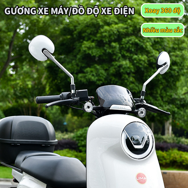 Gương 360 độ xe máy, Sơn nhiệt độ cao,  Thanh sắt rắn Bền chắc Chống rỉ sét, Nhiều lựa chọn màu sắc, Lắp đặt dễ dàng，gương xe cute,，Gương đồ độ xe điện