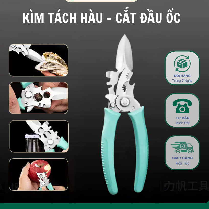 Kìm Tách Hàu Cắt Đuôi Ốc Thép Khôn Gỉ Đa Năng Mở Nắp Bia