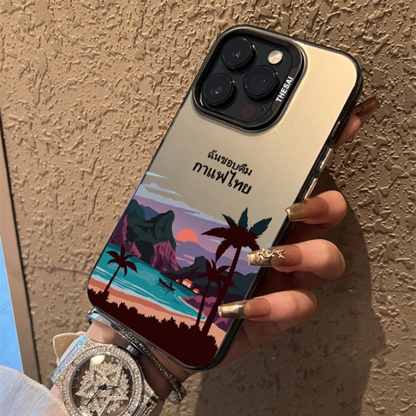 Ốp Điện Thoại Coconut Grove Sunset Tương Thích Cho iPhone 15 14 13 12 11 Pro Max 15 14 Plus XR X XS Max 7 8 Plus Tranh Phong Cảnh Ốp Điện Thoại Cứng