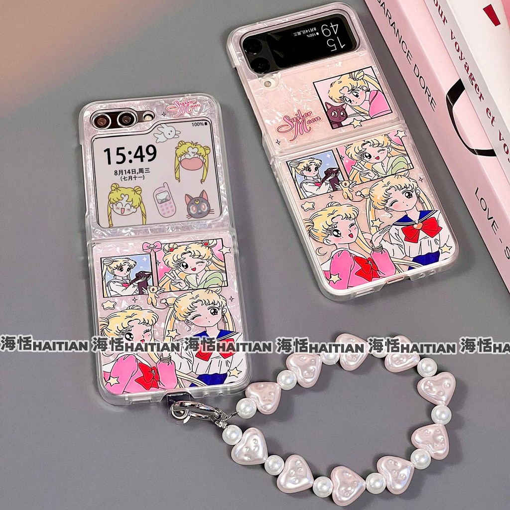 Thích Hợp Cho Samsung Galaxy ZFlip7 ZFlip6 Hoạt Hình Mới Làm Đẹp Nữ Họa Tiết Tình Yêu Vòng Tay Vỏ Điện Thoại Cho ZFlip 6 5 4 3 5G N3Flip MixFlip Dây Gấp Bảo Vệ Cứng