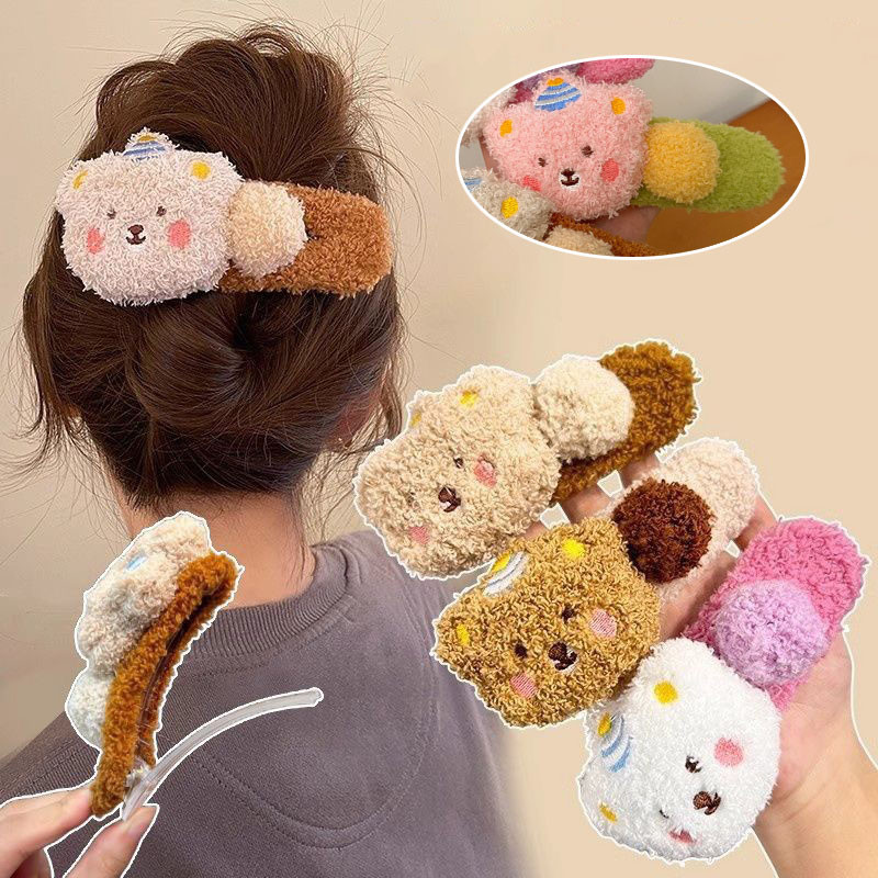 Kẹp tóc gấu mỏ vịt dễ thương, sang trọng - Phụ kiện tóc không để lại dấu vết