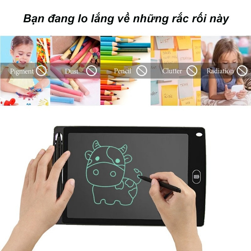 Bảng viết thông minh LCD tự xóa 12inch, 8,5 inch không bụi mịn an toàn cho bé Đồ Chơi Giáo Dục
