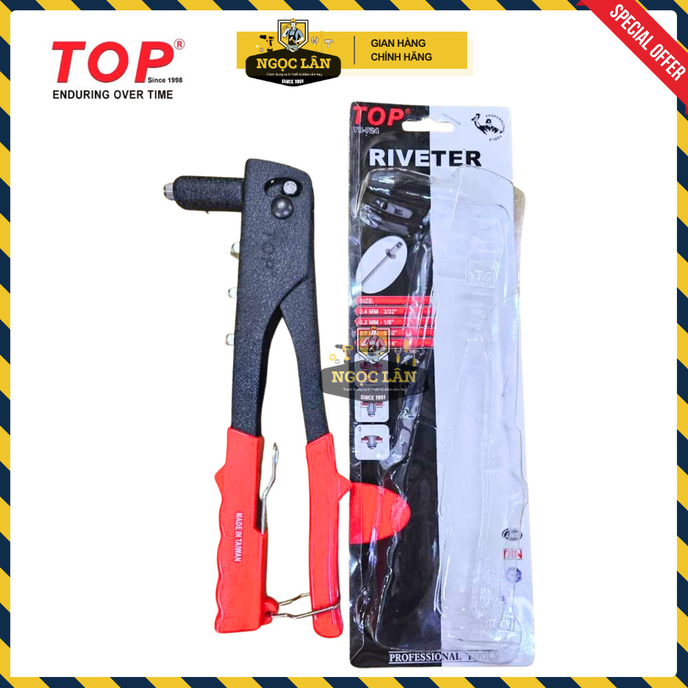 [Chình hãng TOP] Kìm rút rive TOP rút tán đinh rive nhôm hàng Đài Loan thép CR-V cao cấp (mã TB-724)