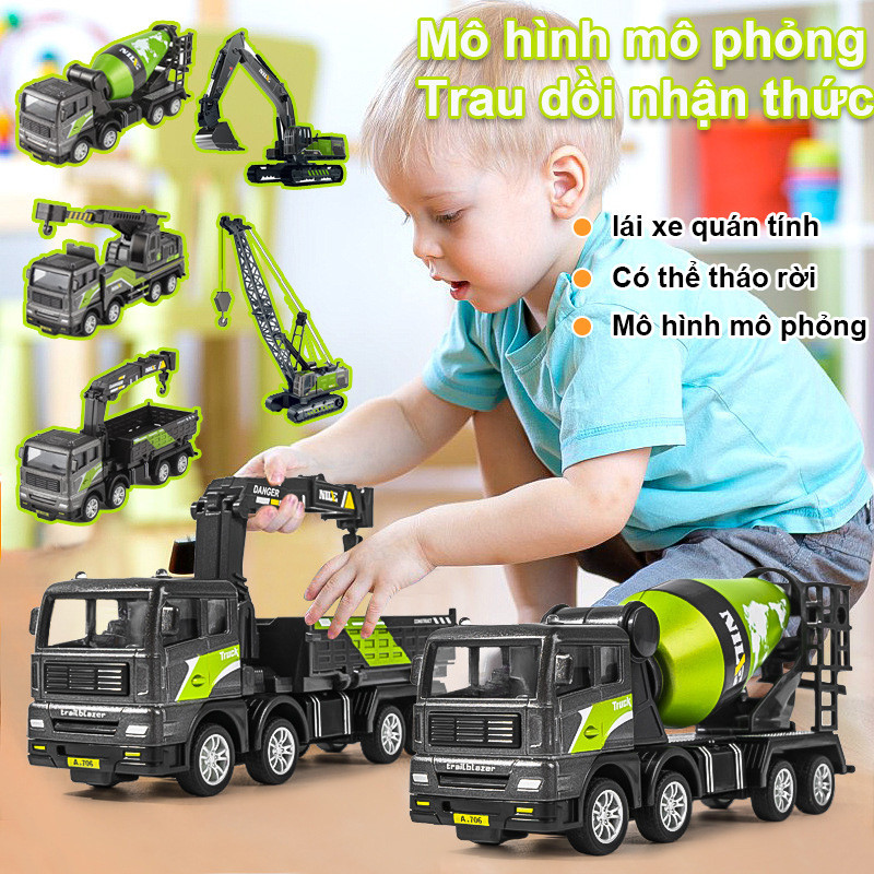 Đồ Chơi Mô Hình Xe Công Trình Chất Liệu Hợp Kim Và Nhựa ABS Series Máy Xúc Trộn,an Toàn Cho Trẻ