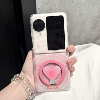 Ốp Điện Thoại Gấp Oppo Find N3 Flip Boyang Thiết Kế Trong Suốt Hào Quang Nhuộm Trái Tim Từ Giá Đỡ Vòng Tay Cứng tpu Vỏ Điện Thoại