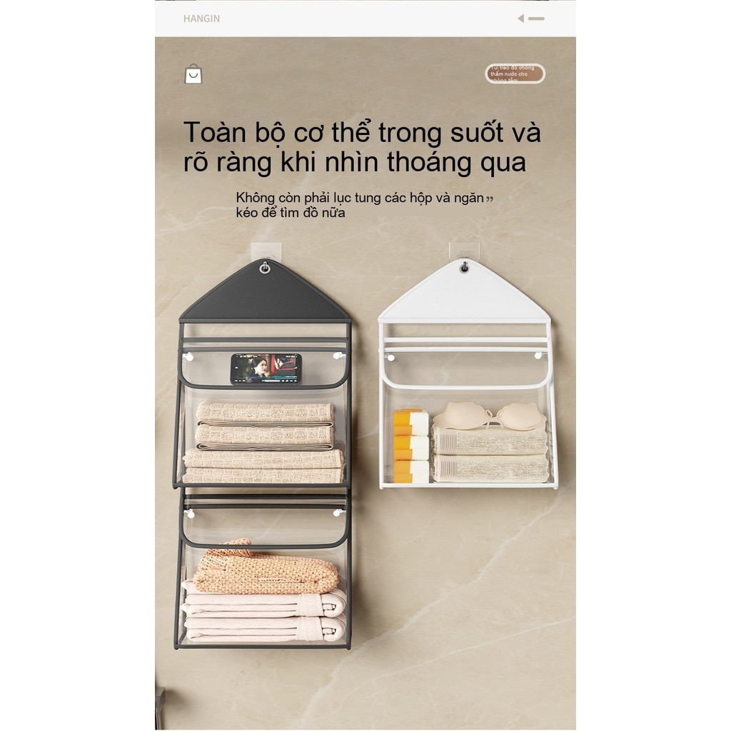 Túi Đựng Đồ Phòng Tắm Chống Nước, Túi Treo Trong Suốt Để Quần Áo & Điện Thoại, Tiện Ích Cho Gia Đình & Ký Túc Xá