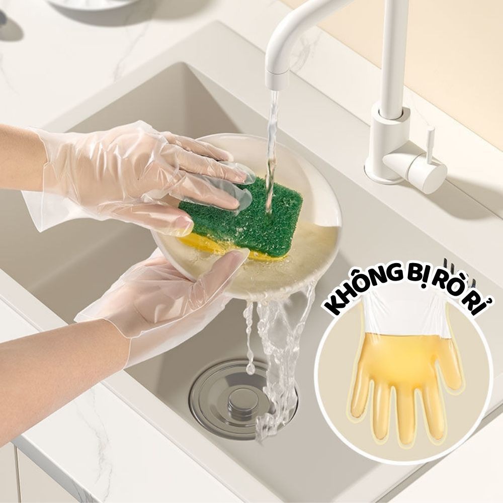 Túi 330 găng tay TPE Siêu dai làm bếp nấu ăn dùng 1 lần tiện dụng, găng tay rửa chén bát đa năng Dinohome