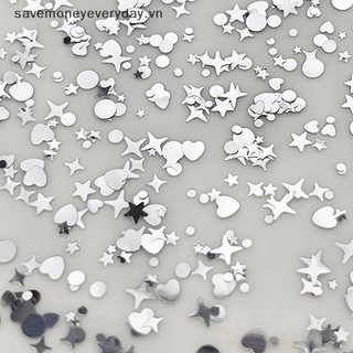 [savemoneyeveryday] 1 Hộp 3D Trái Tim Tròn Ngôi Sao Móng Tay Nghệ Thuật Quyến Rũ Sequin Nail Art Flake Bạc Sáng Bóng Quyến Rũ Phụ Kiện [vn]