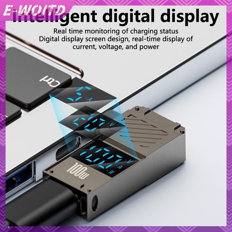 E-woitd PD100W Laptop Sạc Nguồn Cung Cấp Kết Nối Adapter Nữ Type-C Sang DC Nam Chuyển Đổi Màn Hình Hiển Thị Kỹ Thuật Số Cho HP / Lenovo / DELL HNVN