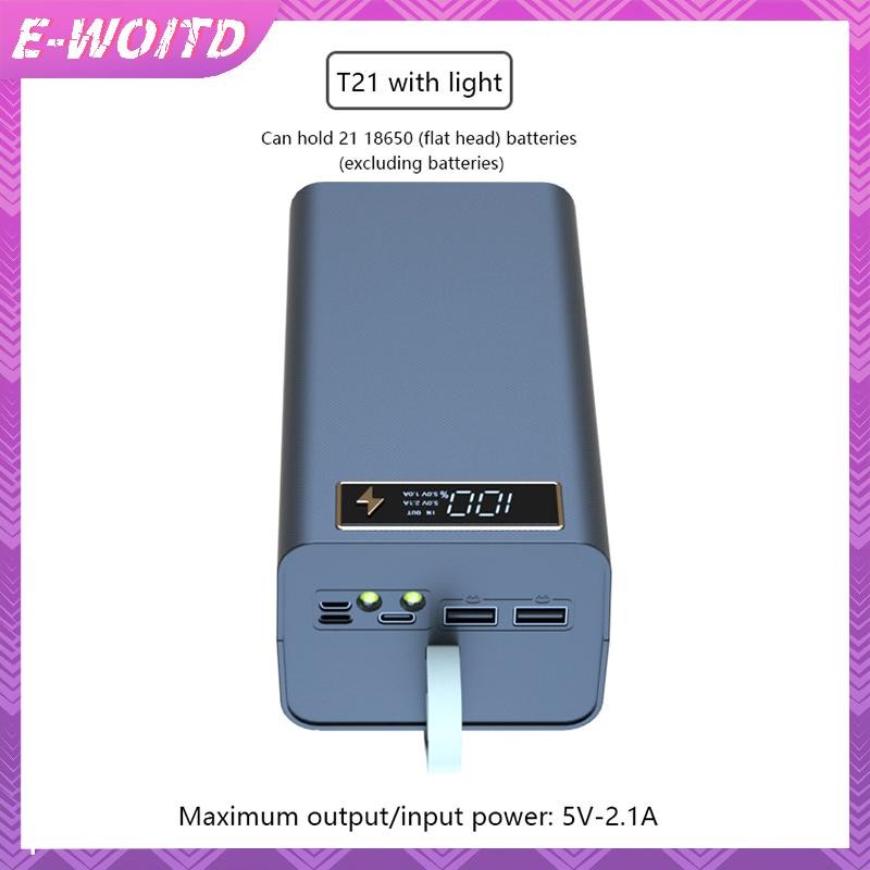 E-WOITD D21 21X18650 Vỏ Pin Hàn Free Case PD Có Hộp Sạc Đèn Có Thể Tháo Rời Di Động DIY E-WOITD