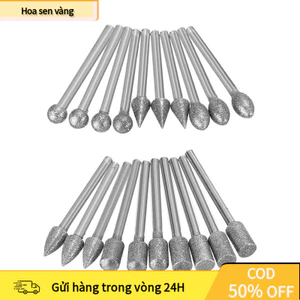 【24H】Mũi Mài Kim Cương 3mm – Dành Cho Máy Khoan Mài Mini, Hạt Mịn 150 Grit, 20 Cái