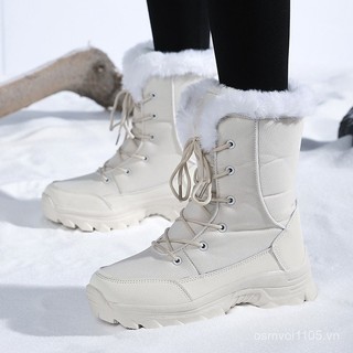 Thể Thao Ngoài Trời Cao Cấp Lông Cừu Lót Giày Tuyết Giày Cotton Giày Nữ Giày Trượt Tuyết Ấm Áp