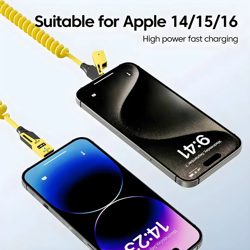 65W Lò Xo Cáp Dữ Liệu Ngắn 6A USB Loại C 4 Trong 1 Lò Xo Kính Thiên Văn Nhanh Dây Sạc Lò Xo Cáp USB Cho iPhone iPad MacBook
