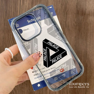 ibumpers Ốp Điện Thoại iPhone Palace Ván Trượt Họa Tiết Tam Giác Cho IPhone 11 12 13 14 15 16 Pro Max Ốp Lưng Acrylic Trong Suốt Viền Màu Tinh Khiết