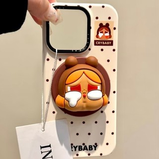 Phim hoạt hình Black Wave Dot Búp bê khóc Giá đỡ từ tính Vỏ điện thoại di động Áp dụng iPhone16 15 14 13 Pro Max Bảo vệ Camera chống sốc Vỏ cứng chống rơi
