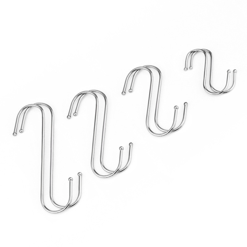 2 Chiếc Móc Thép Không Gỉ Hình Chữ S Móc Nhà Bếp Đầu Bóng Thép Hình Chữ S Móc Lớn Thép Không Gỉ S-Hook Schoolbag S-