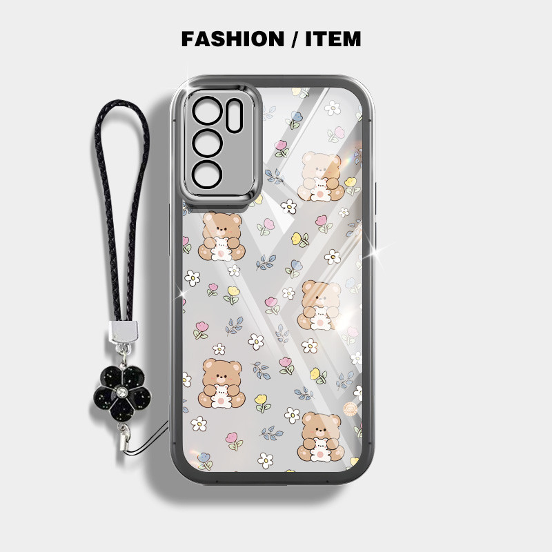 Ốp Điện Thoại YBD INS Style Cho OPPO Reno 12 Pro Reno 12F Realme C65 4G A3 Pro (Ấn Độ) Vỏ Họa Tiết Gấu Nhỏ Được Trang Bị Bảo Vệ Ống Kính