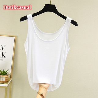 Phụ Nữ Đồng Bằng Áo Rời Thoải Mái Không Tay Áo Đa Năng Kích Thước Lớn Mùa Hè Cổ Tròn Mỏng Áo Sơ Mi