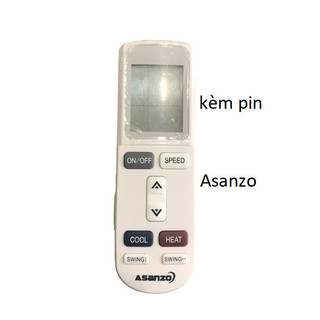 tay điều khiển remote từ xa điều hòa Asanzo 7 nút-kèm pin-tay đầu bấm điều hòa Asanzo 7 nút