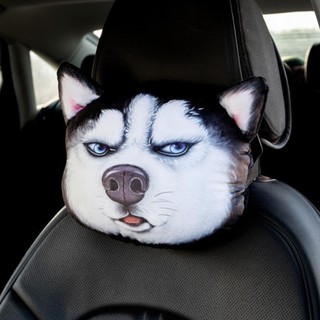 Jkdesign Gối Ô Tô, Phụ Kiện Ô Tô Mềm Mại Tựa Đầu Ô Tô, Mèo Husky Siberia Dễ Thương Họa Tiết Hoạt Hình Đệm Đeo Vai