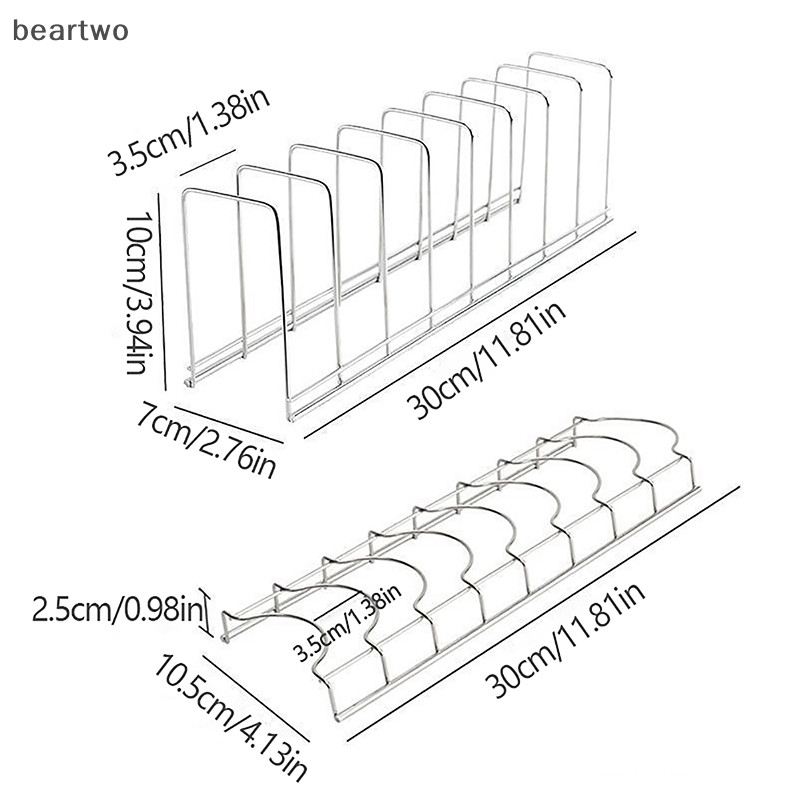 < Beartwo > Giá thoát nước bát đĩa bằng thép không gỉ Tấm nắp nồi nhà bếp Giá để đồ Kệ đa năng Giá phơi bát Giá đỡ nhà bếp Dụng cụ sắp xếp đẹp