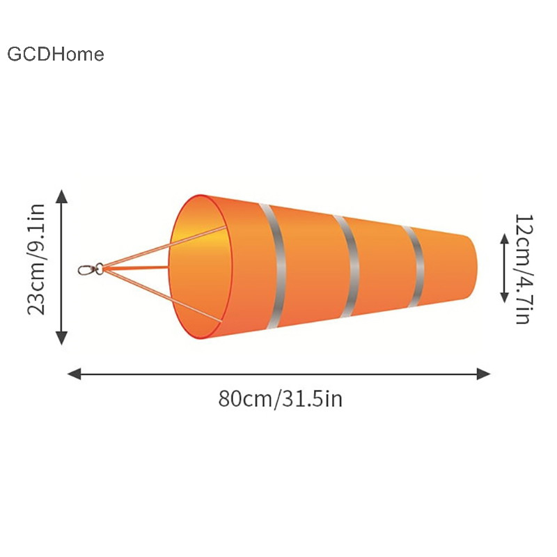 Gcdhome 80cm Windsock Gió Ngoài Trời Đo Định Hướng Thời Tiết Vane Đai Phản Quang HOT