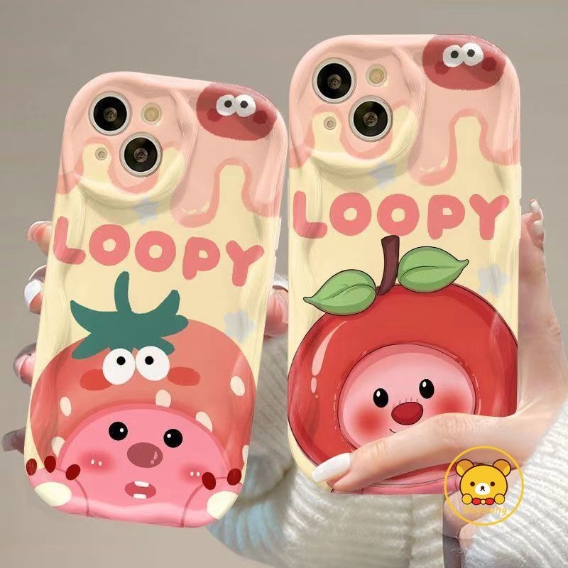 Ốp Điện Thoại Trái Cây Loopy Cho Vivo V40 Pro Y300 Pro Y19S 4G X200 Pro Ultra iQOO Z9 Turbo Z9X Neo 9 Pro Y28 4G Vỏ Hoạt Hình Beaver Dâu Tây Dễ Thương Ngộ nghĩnh Mềm Chống Rơi Trường Hợp