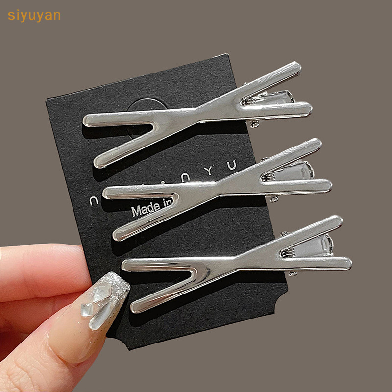 Siyuyan 3 Bạc Kim Loại Mỏ Vịt Kẹp Nữ Kẹp Tóc Bên Nổ Nữ Nữ Barrettes Phụ Kiện Tóc VN