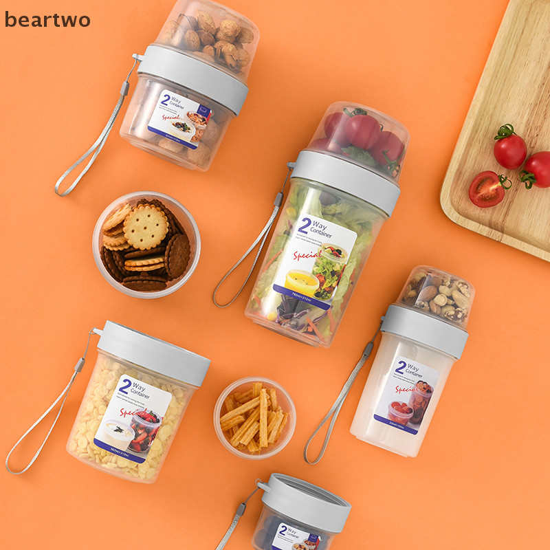 < Beartwo > Cốc ăn trưa hai lớp Hộp cơm trưa Oug Bảo quản hạt sữa chua Cốc ăn tươi Đẹp