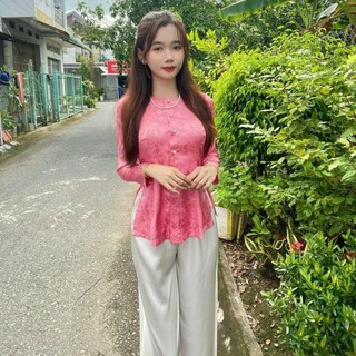 Bà ba gấm quần trắng, đồ bộ bà ba miền tây Áo Top Nữ