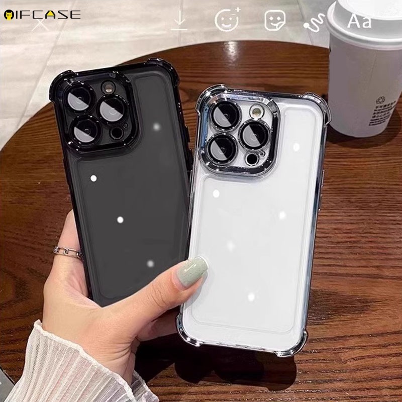 Dành Cho OPPO Reno 13 12 11 10 Pro 12F 11F 11A F A Ốp Điện Thoại 4 Góc Túi Khí Chống Rơi Mạ Chống Sốc Kinh Doanh Đơn Giản Sang Trọng Trong Suốt Trong Suốt Vỏ Mềm Ốp Lưng