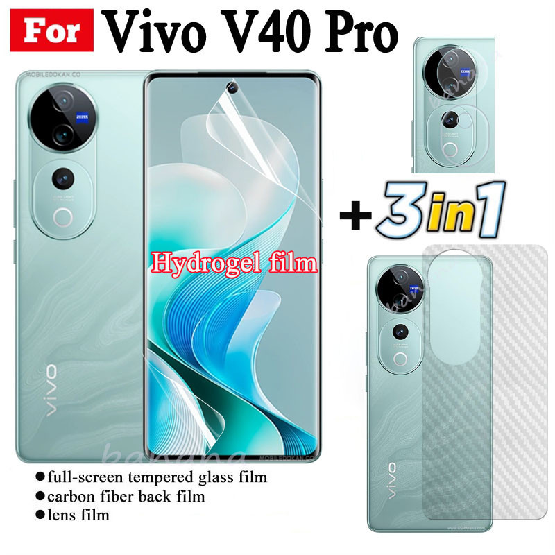 Vivo V40 Pro Full Trong Suốt Hydrogel Mềm Cho Vivo V40 V30E V30 Pro Bảo Vệ Màn Hình Mặt Trước Flim + Mặt Sau Flim + Ống Kính Máy Ảnh Flim