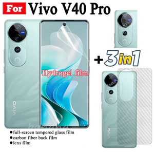 Vivo V40 Pro Full Trong Suốt Hydrogel Mềm Cho Vivo V40 V30E V30 Pro Bảo Vệ Màn Hình Mặt Trước Flim + Mặt Sau Flim + Ống Kính Máy Ảnh Flim