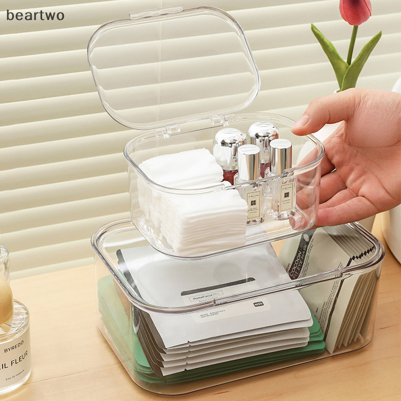 < Beartwo > Dụng cụ sắp xếp bàn trong suốt Hộp lưu trữ máy tính để bàn Hộp đựng mỹ phẩm Dụng cụ sắp xếp tài liệu Đồ ăn nhẹ Văn phòng phẩm Thiết bị đẹp