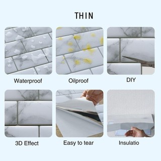 Nhãn dán tường gạch tự dính ROLY, Giấy dán tường chống ẩm dầu, bếp chịu nhiệt, chống thấm nước bẩn