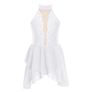 Yhong Girls Dây Cổ Kim Cương Giả Không Tay Trang Phục Khiêu Vũ Đầm Ballet Đương Đại