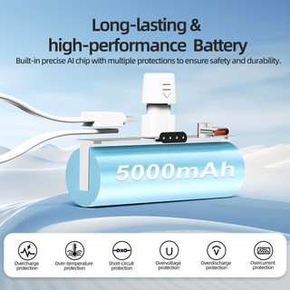 sạc dự phòng mini GOOJODOQ 2024, Pin dự phòng không dây di động có phích cắm Type-C và Lightning