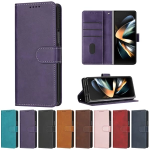 Dành Cho Samsung Z Fold 6 5 4 3 Ốp Lưng Điện Thoại Ví Da Từ Tính Galaxy Fold6 Vỏ Lật Đựng Thẻ