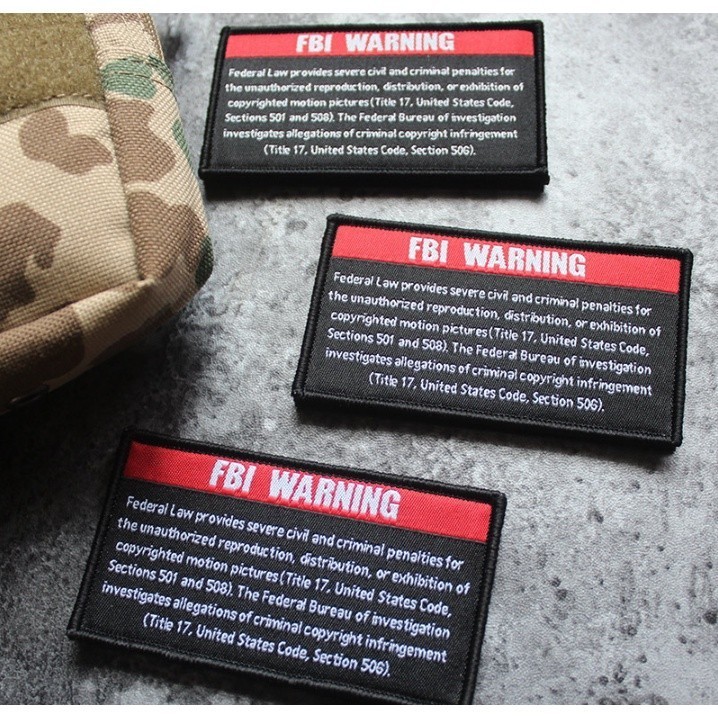 Patch_ miếng dán velcro vải cảnh báo của FBI_retro