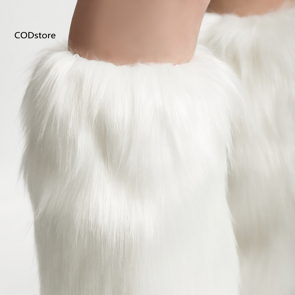 Kdcod * Tất lông thú sang trọng Đồ chân nhập vai Ấm cúng Lông thú giả ấm cúng dành cho nữ Vòng bít khởi động mềm cho mùa đông ấm áp Tay áo chân lông mềm mại cho bé gái Phụ kiện sang trọng sành điệu