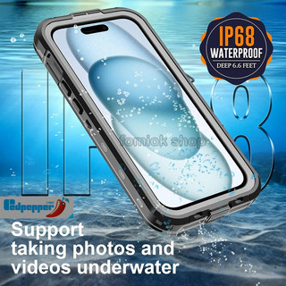 [Redpepper] ốp lưng chống nước Dành cho iPhone 16 15 14 Plus 13 Pro Max IP68 Vỏ điện thoại từ tính chống nước dưới nước 360° Vỏ bơi lặn chống bụi