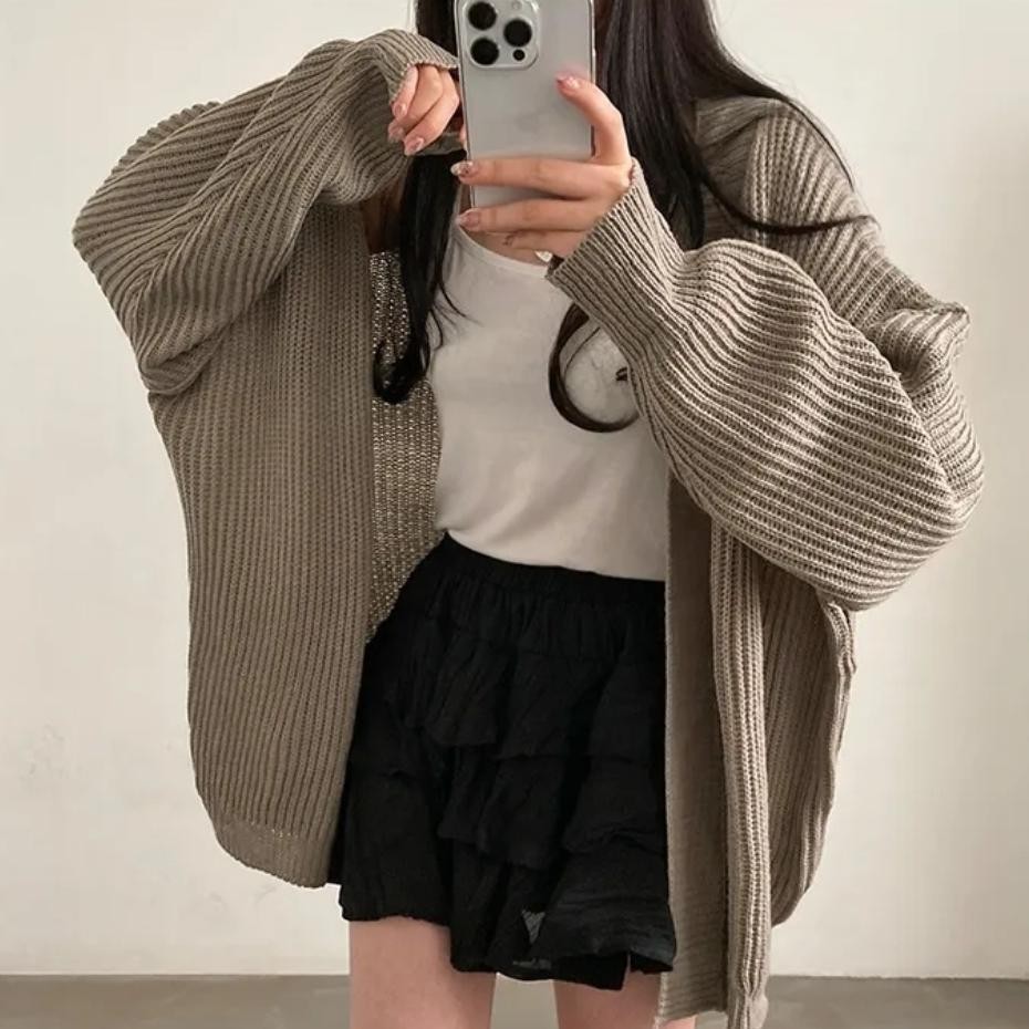 Suxi Thu Đông Pháp Retro Rời Mới Thường Ngày Dài Tay Dệt Kim Cardigan Áo Len Nữ 240901