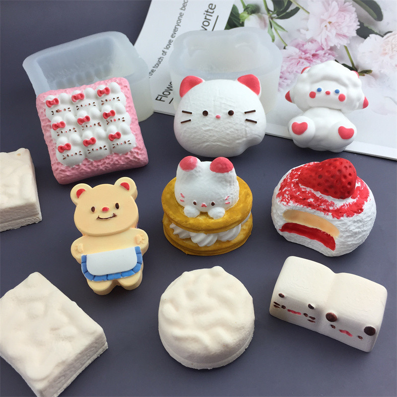 Kem Mèo Tiếng Anh Muffin Dâu Vỏ Sữa Mô Hình Khuôn Silicon Mochi Đồ Chơi Handmade Hương Liệu Thạch Cao Nến Socola Làm Bánh DIY Nướng
