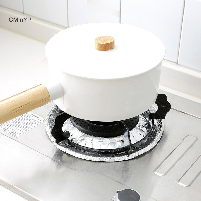 Cminyp 10 Cái / bộ Vỏ Lá Nhôm Dày Bếp Gas Chống Dầu Miếng Lót Bảo Vệ Vỏ Chống Vệ Sinh Miếng Lót Nhà Bếp Làm Sạch Phần Vinh Quang